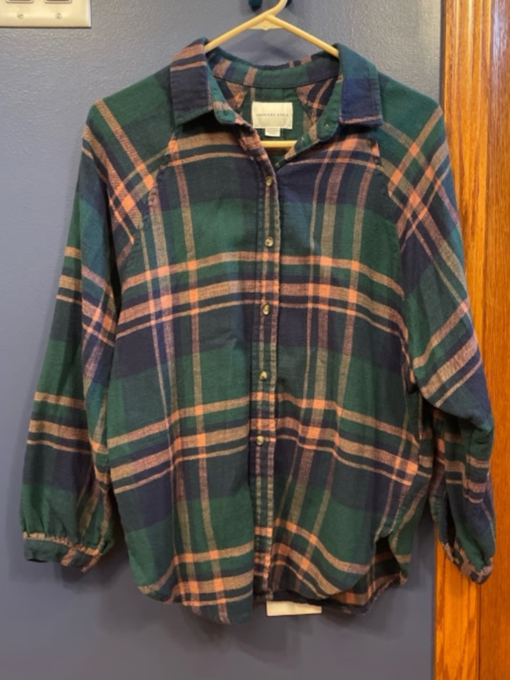 American Eagle Plaid Flannel Button-Down Shirt
